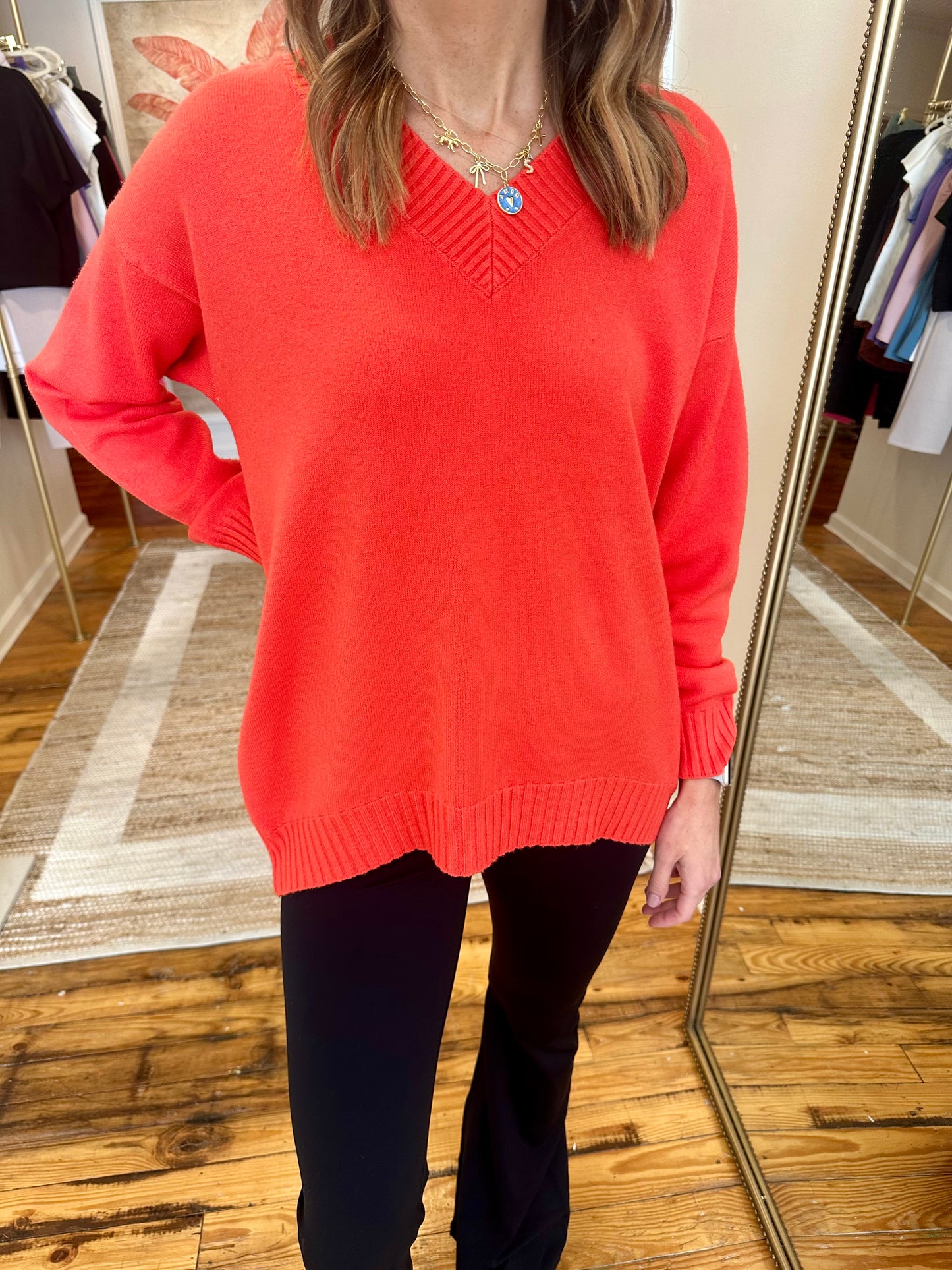 Orange V Neck Sweater