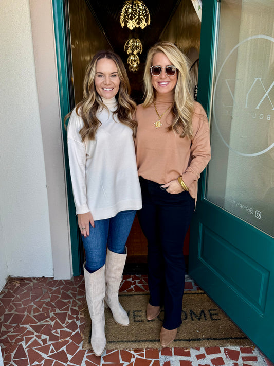 Rolled Raw Edge High-neck Sweater