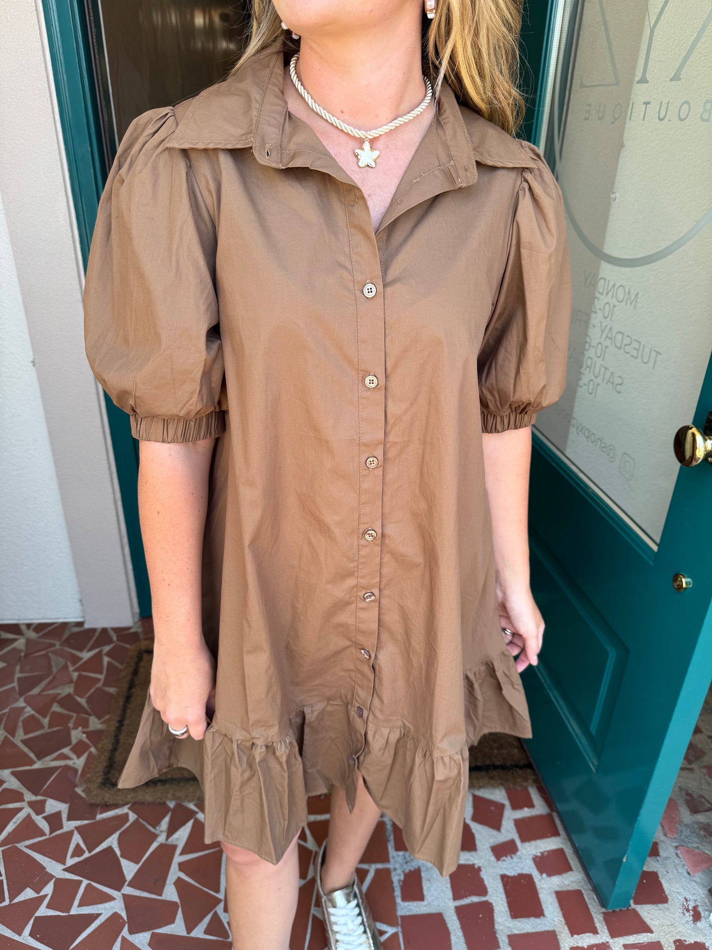 Levy Button Down Shift Dress