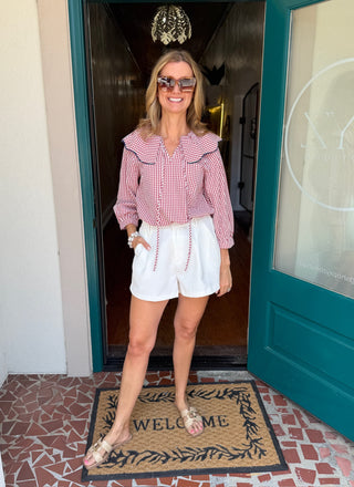 Gingham Collared Top