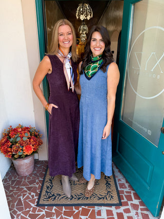 Faux Suede V Neck Midi Dress