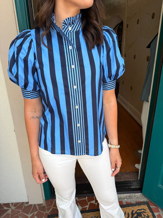 Striped Puff Sleeve Top