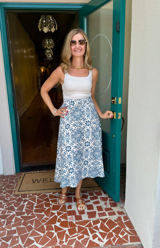 Azalea Mosaic Belted Maxi Skirt