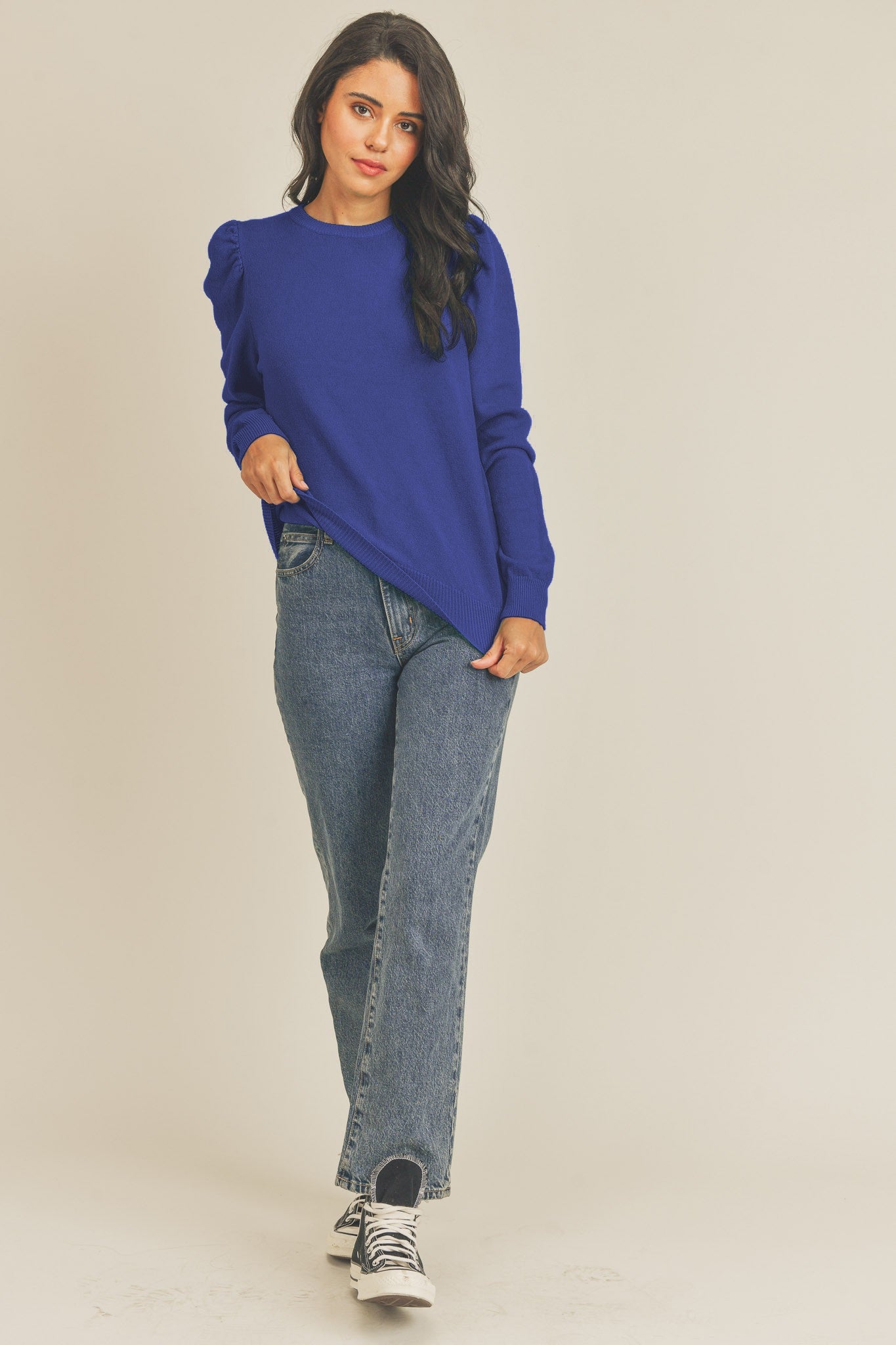 Royal Puff Sleeve Sweater