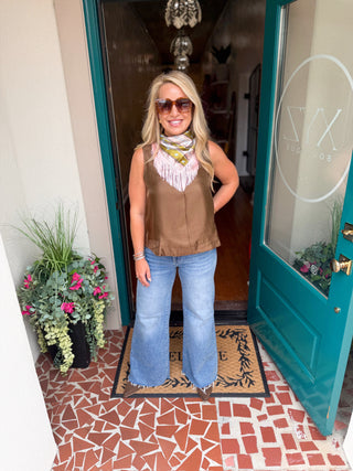 Dots and Stripes Fringe Scarf