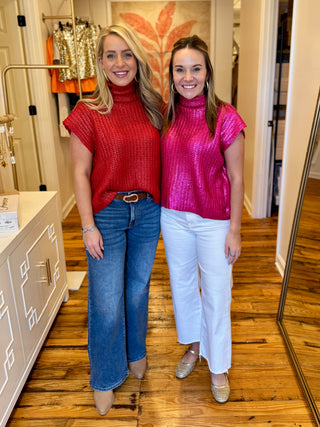 Metallic Foil Sweater Top