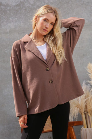 Brown Blazer Knit Jacket