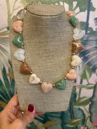Merritt Multicolored Heart Chunky Beaded Necklace