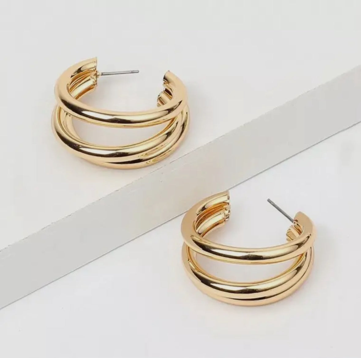 Triple Thread Hoop Earring