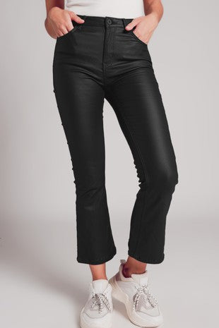 Stretch Faux Leather Flare Pants