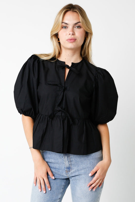 Black Alice Black Bow Top