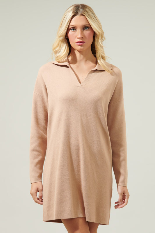 Emerla Relaxed Collared Sweater Dress