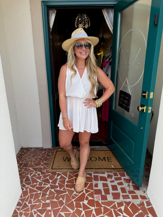 Woven Crinkle Waist Draped Romper - Saturday Steal