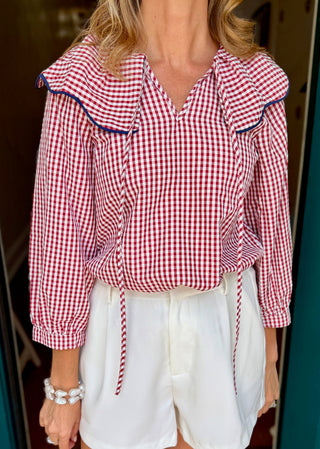 Gingham Collared Top
