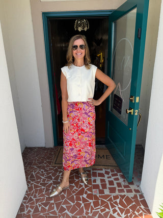 Sleeveless Button Front Top