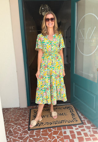 Floral Smocked Waist Tiered Maxi Dress