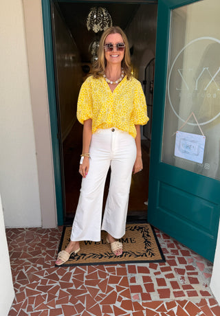 Marigold Eyelet Puffed Sleeve Top