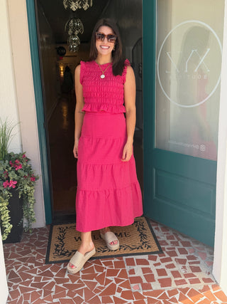 Gingham Tiered Maxi Skirt