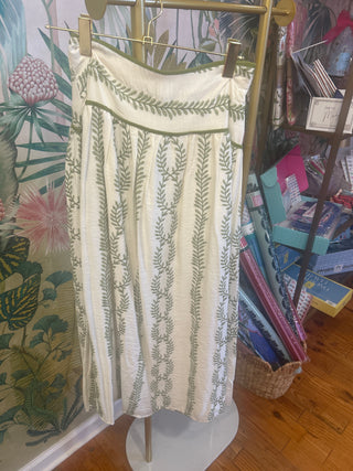 Embroidered Piping Detail Maxi Skirt