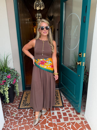 Gathered Bodice Sleeveless Maxi Dress