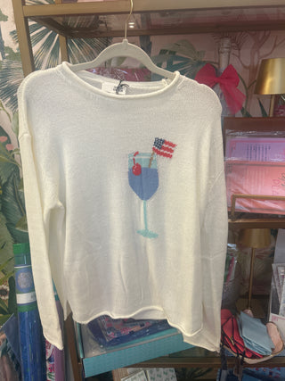 Cream Round neck USA Cocktail Sweater