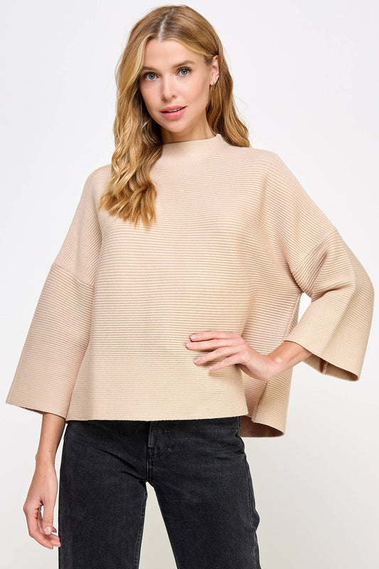 JT-5002-6 NOT YOUR CASUAL TOP ALMOND