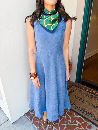 Faux Suede V Neck Midi Dress