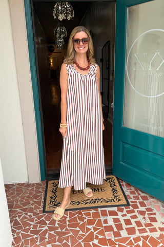 Striped U-Neck Sleeveless Dress