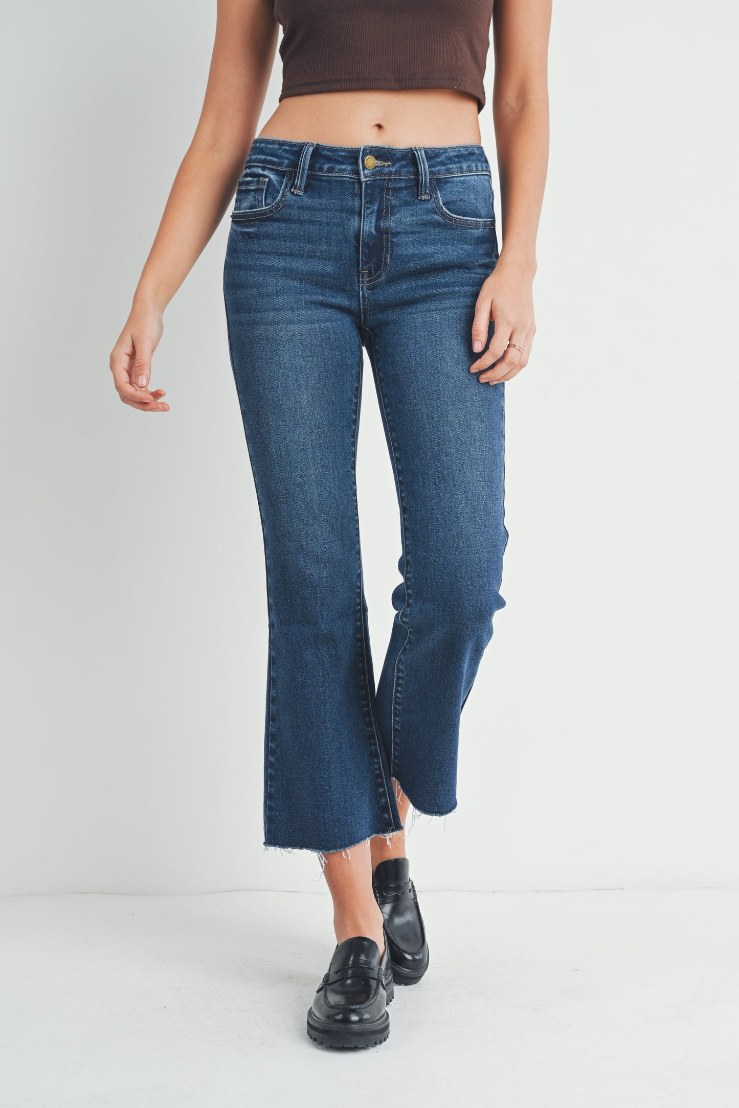 Taylor Dark Stretchy Cropped Raw Hem