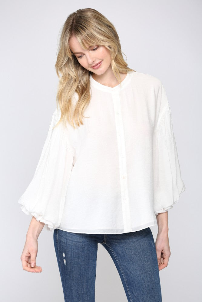 Puff Sleeve Button Down Top