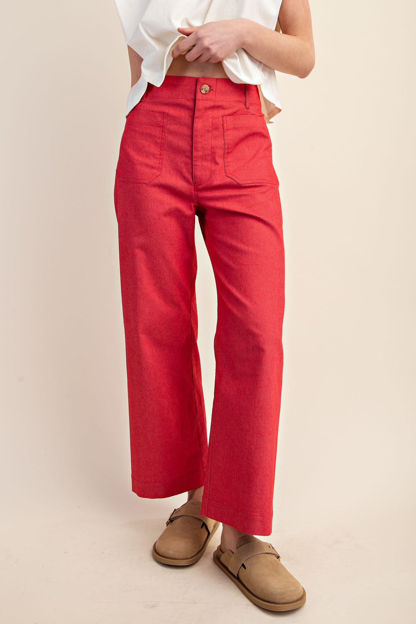 Raspberry Ankle Cropped Pants