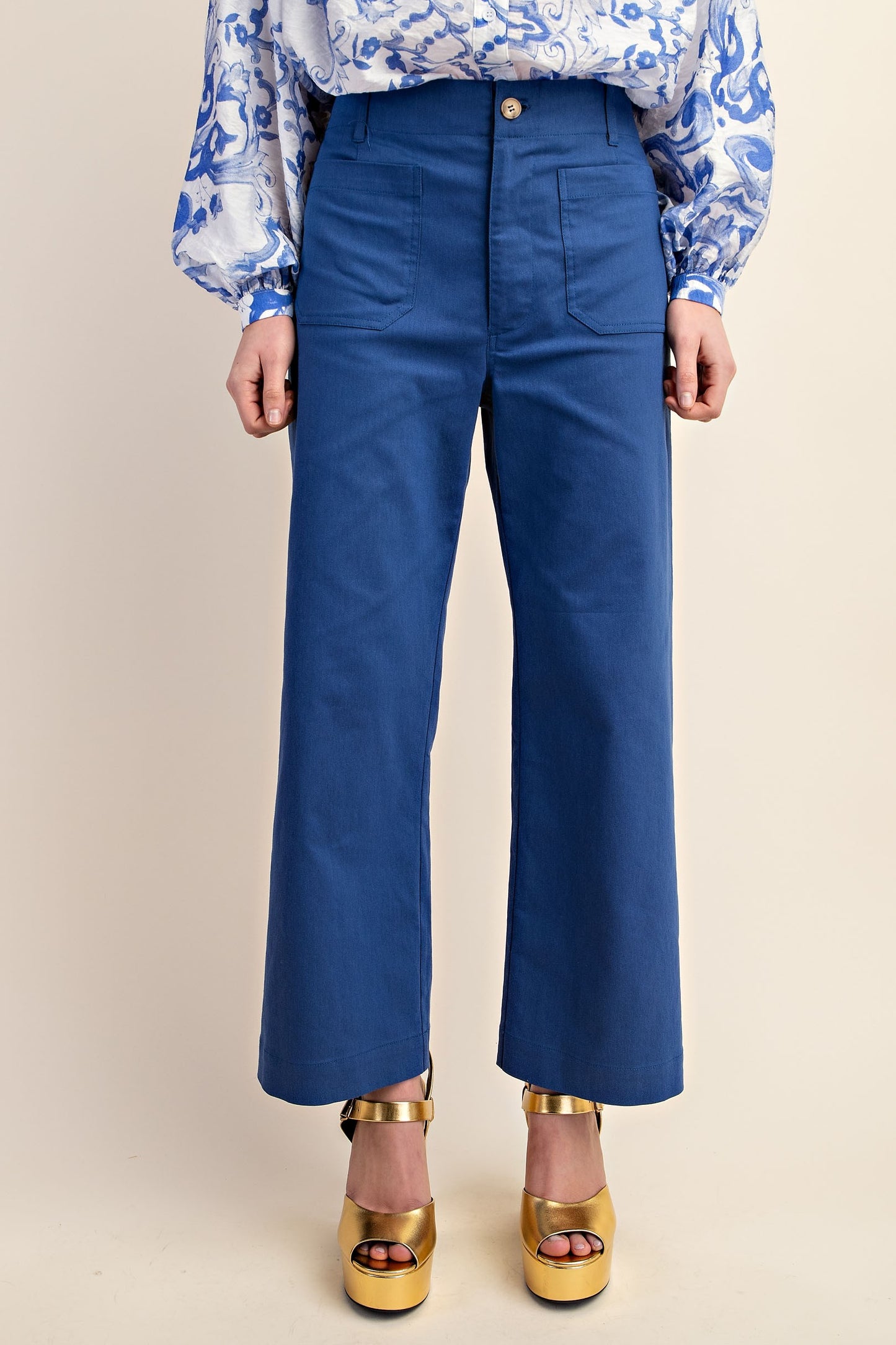 Ankle Cropped Royal Blue Front Pocket