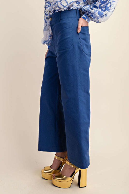 Ankle Cropped Royal Blue Front Pocket