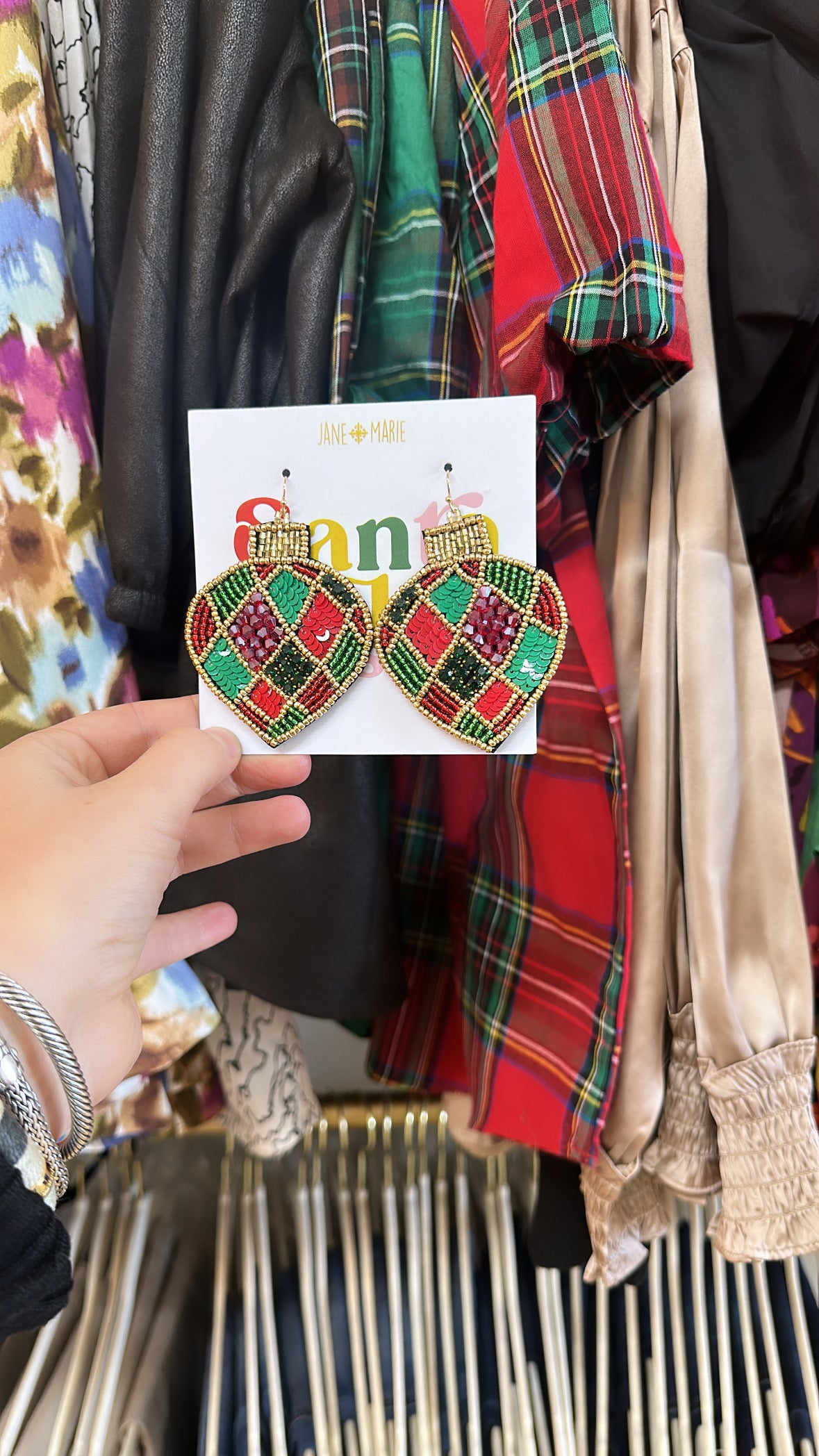 Seed Bead Christmas Earrings