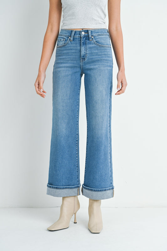 Shauna Cuffed Wide Leg Denim