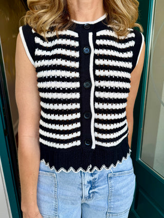 Sleeveless Striped Knit Vest Top