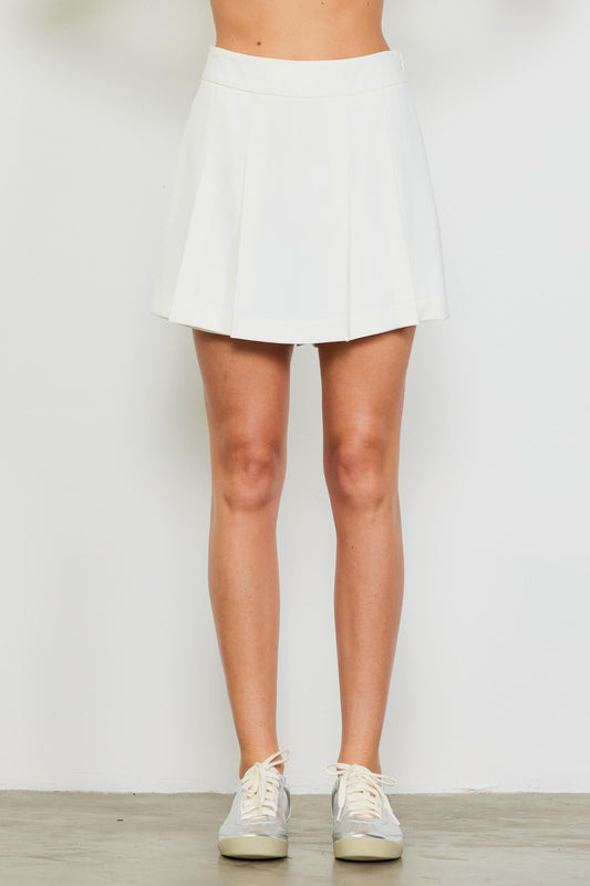 White Pleated Skort