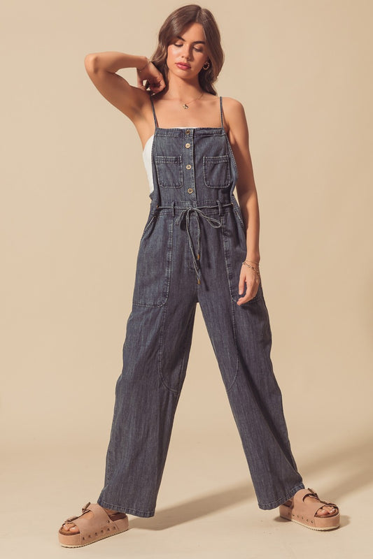 Spaghetti Strap Denim Overalls