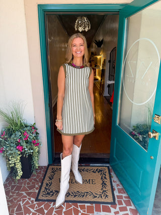 Striped Sleeveless Contrast Trim Dress