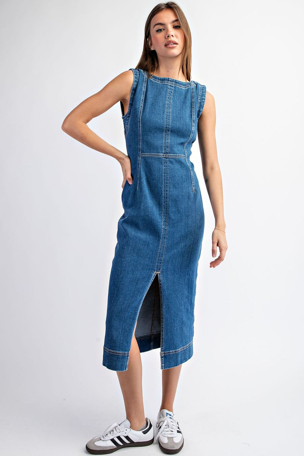 Denim Sleeveless Midi Dress