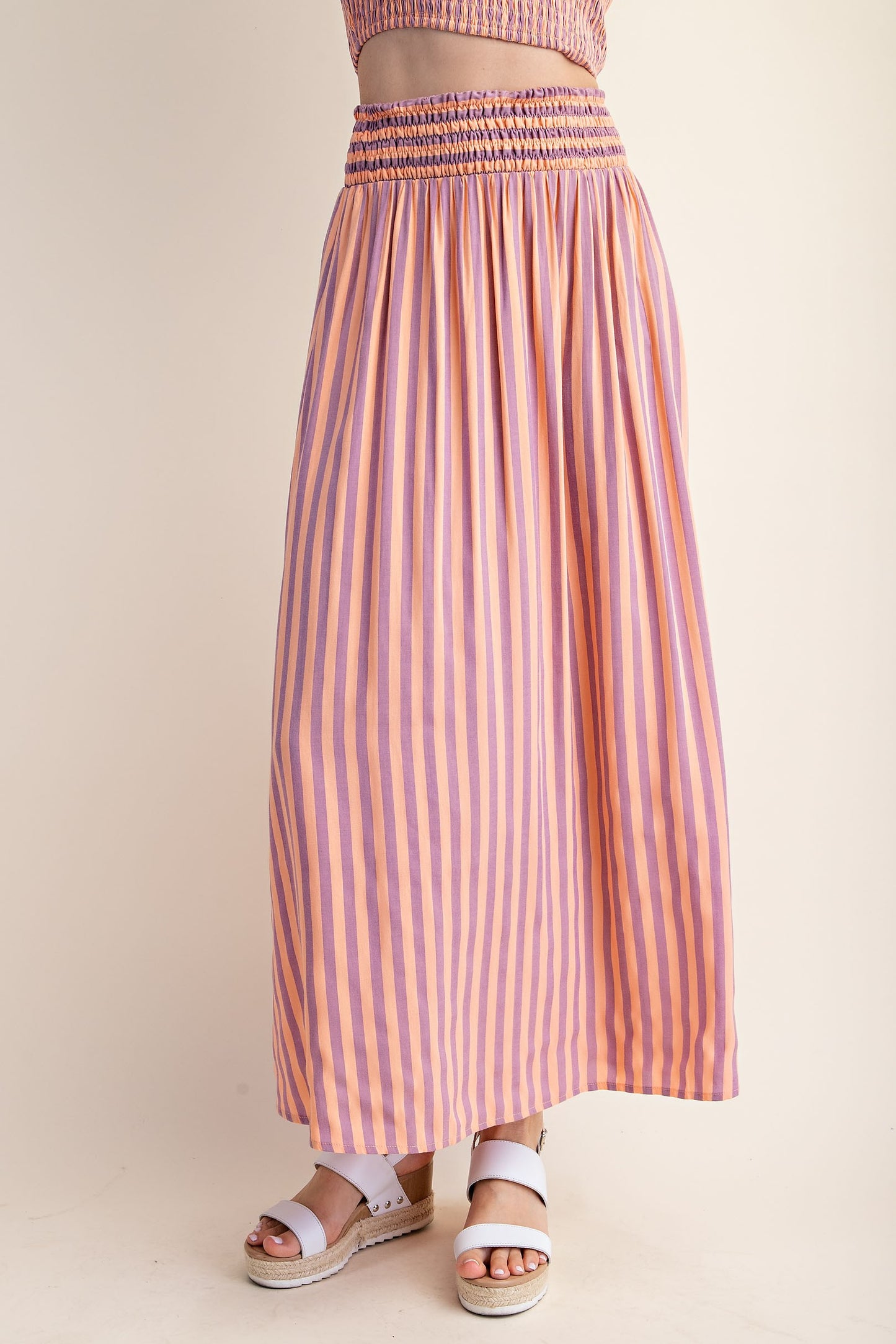 Striped Elastic Waistband Skirt