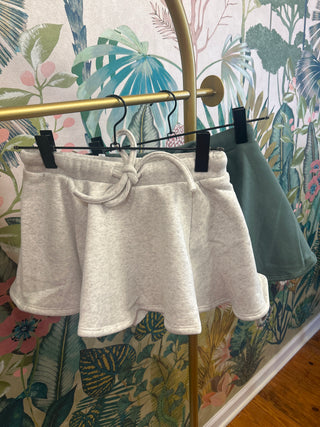 Knit Drawstring Waistband Flare Skort