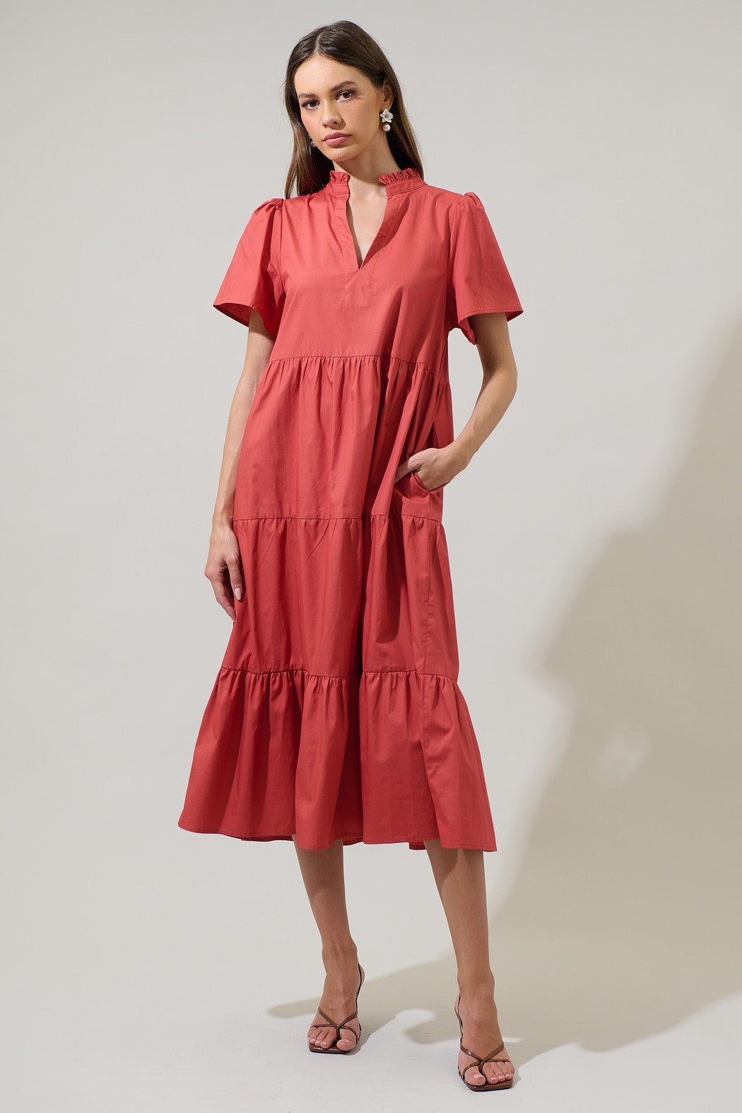 Brick Amayah Tiered Midi Dress