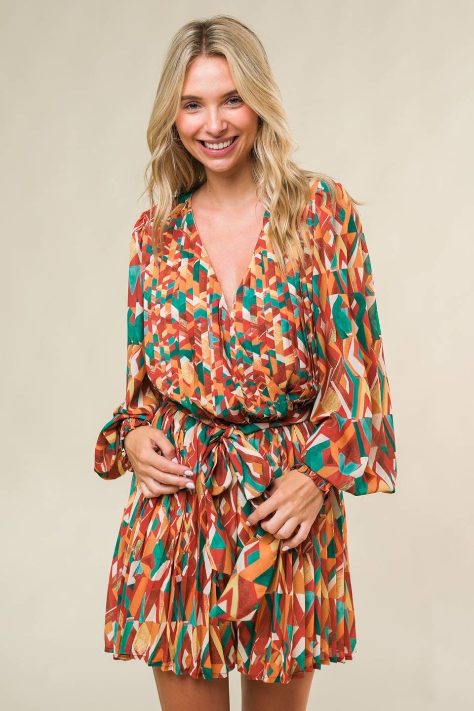 Printed Woven Pleated Body Romper