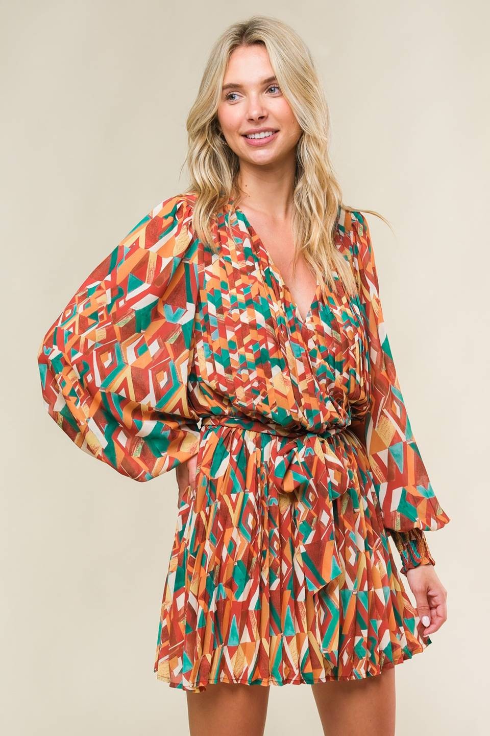 Printed Woven Pleated Body Romper