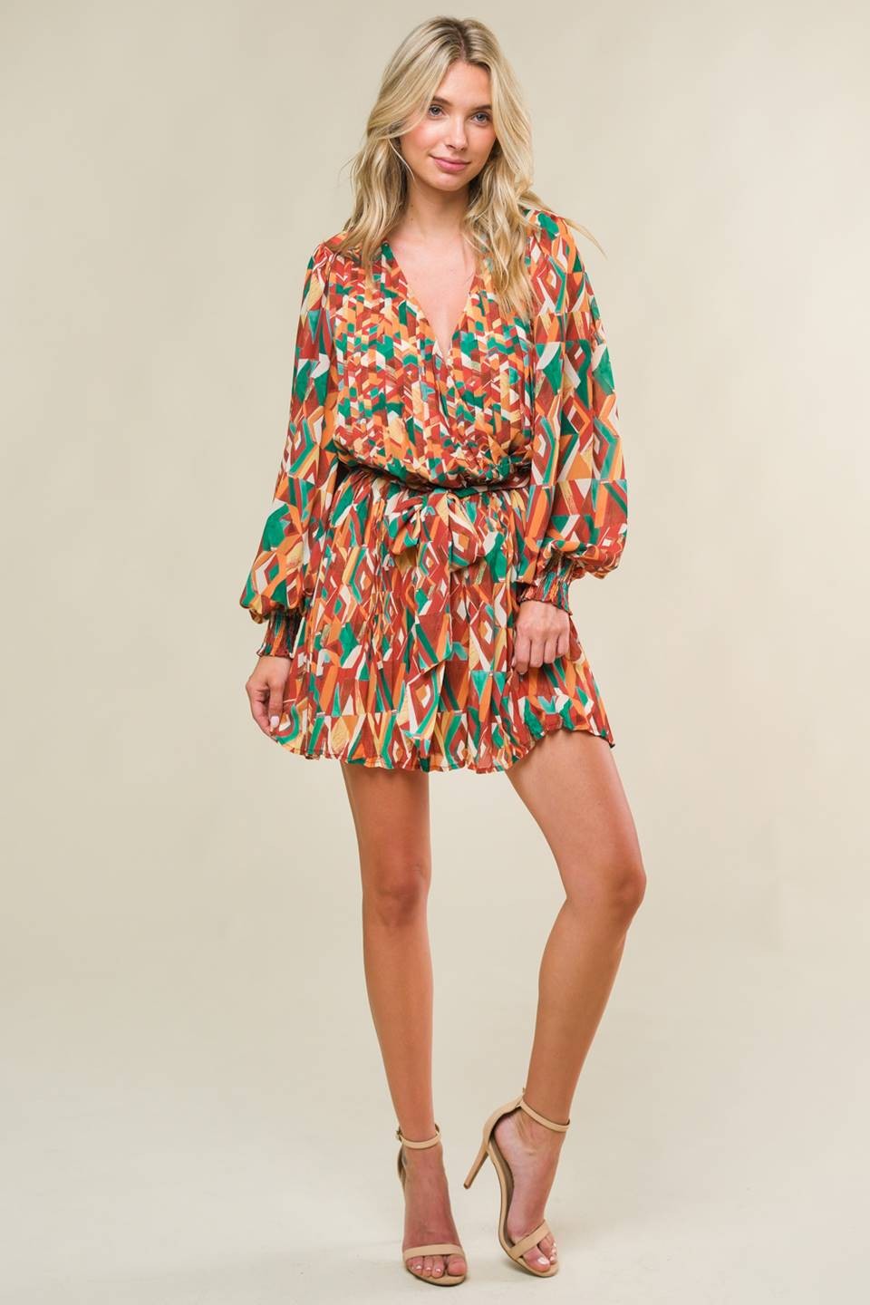 Printed Woven Pleated Body Romper