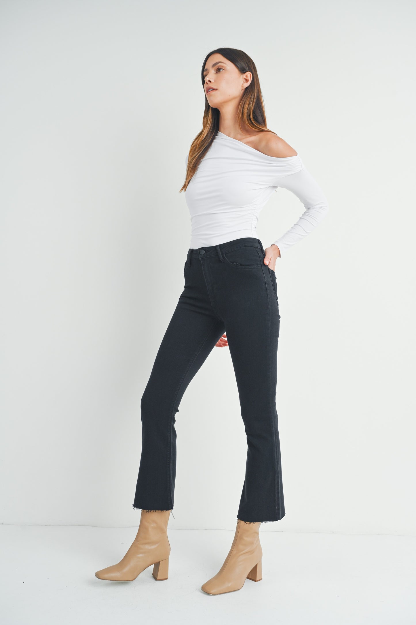 Felicity Black Crop Flare Denim