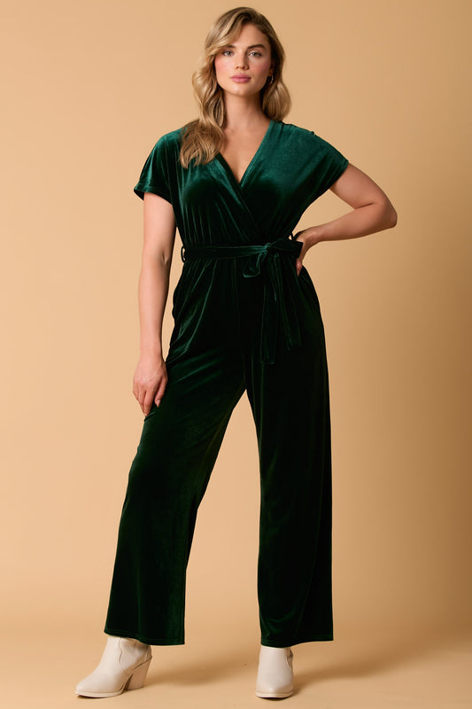 Short Sleeve Velvet Romper