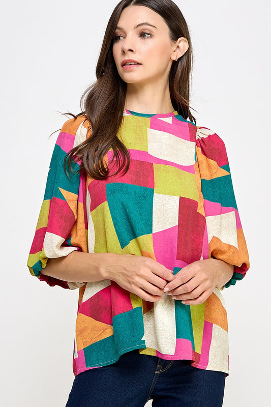 Ruby Abstract Print Top