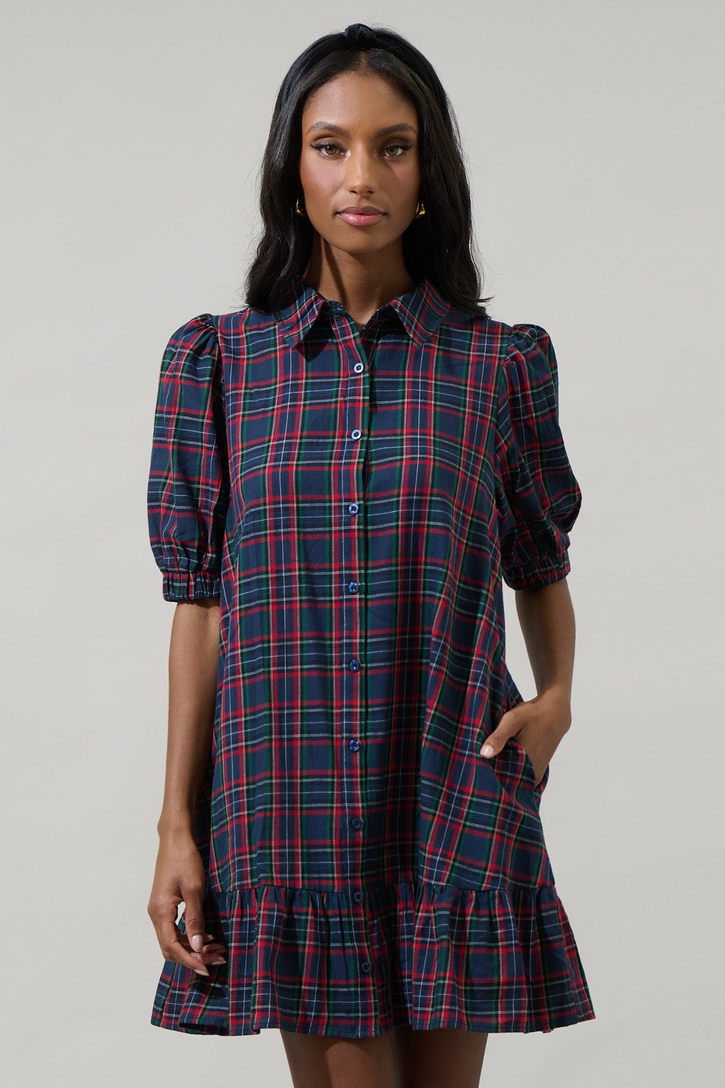 Chapman Plaid Levy Button Down Shift Dress